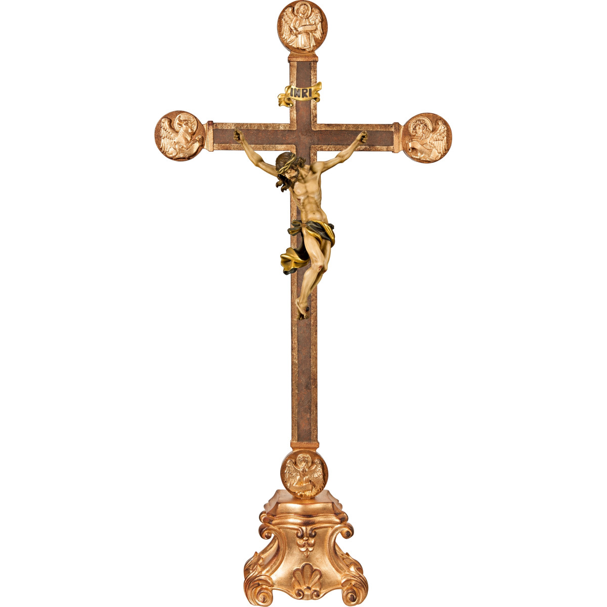 Cristo Barroco en pedestal con Evangelistas